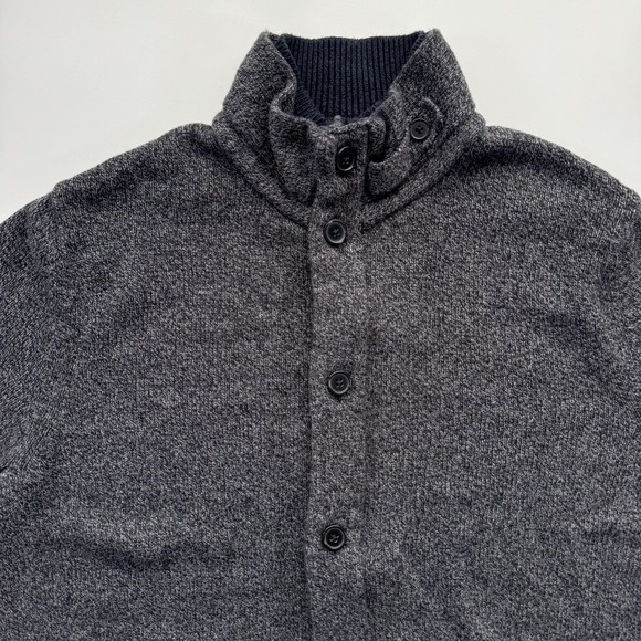 BANANA REPUBLIC Zip Up Button Front Cardigan‎ Sweater Mens XL Gray Wool Blend - Picture 5 of 16